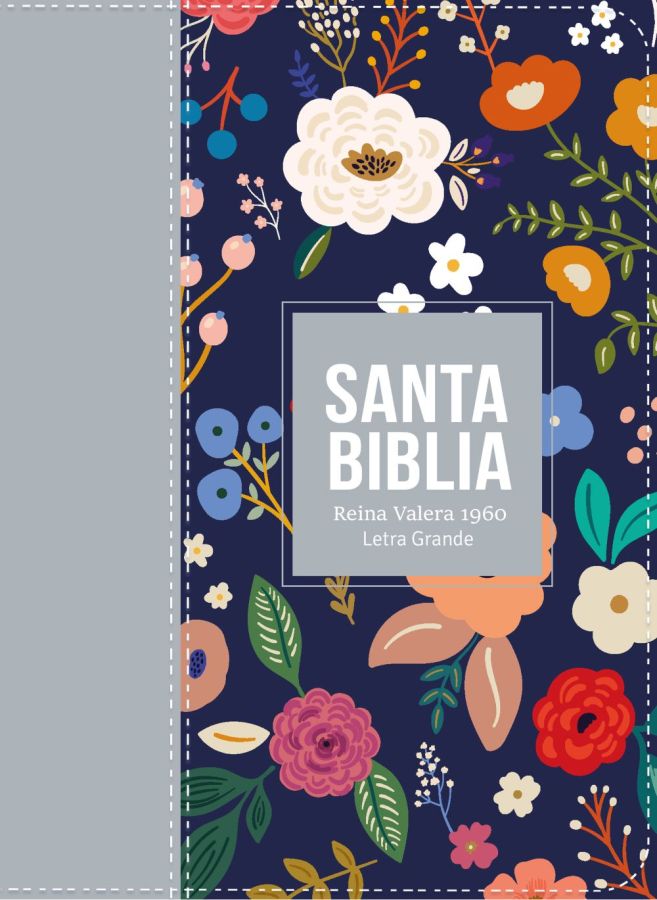 Biblia RVR 1960 - Letra Grande - Tamaño manual - Azul Plomo Oscuro