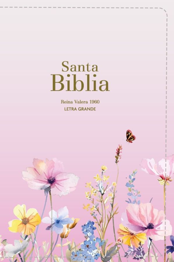 Biblia RVR 1960 - Letra Grande - Tamaño manual - Rosa Flores