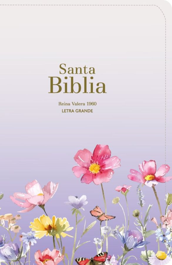 Biblia RVR 1960 - Letra Grande - Tamaño manual - Lila Flores