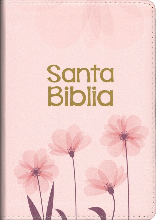Biblia RVR 1960 compacta letra grande 11 puntos floral rosada