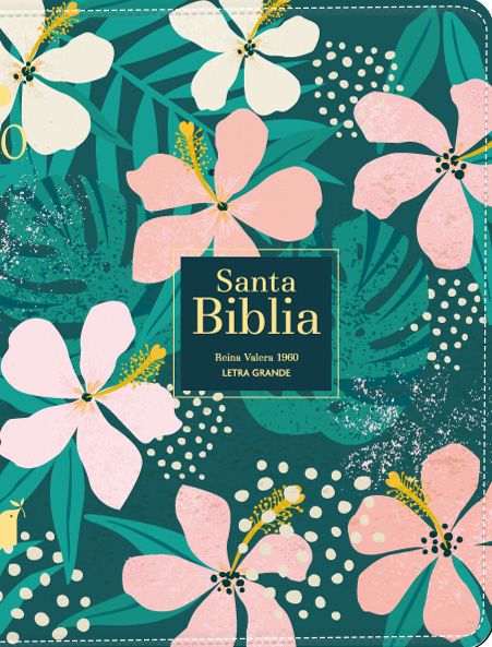 Biblia RVR 1960 Compacta Letra Grande 11 puntos Símil Piel Flores Tropicales con Cierre e Índice