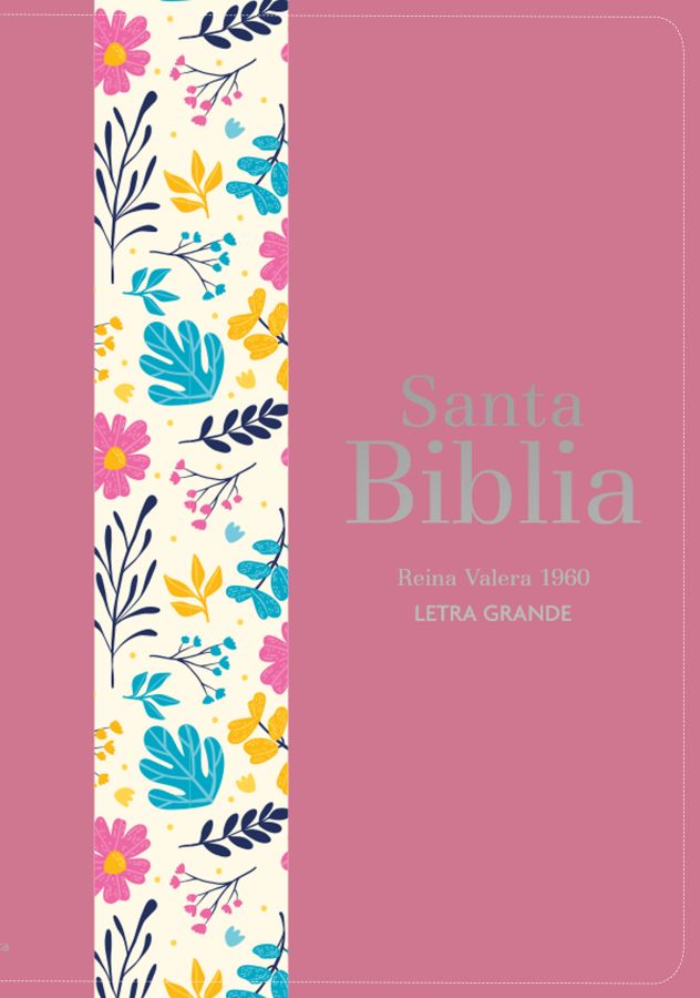 Biblia RVR 1960 Letra Grande Tamaño Manual Símil Piel DuoTone Rosa Oscuro Flores