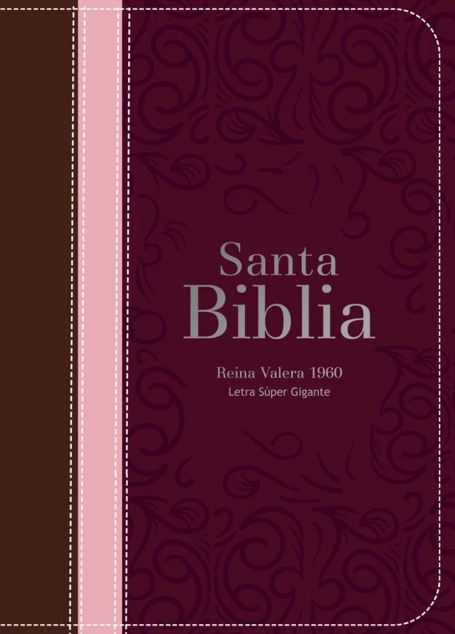 biblia rvr 1960 letra súper gigante símil piel tricolor marrón palo rosa guinda